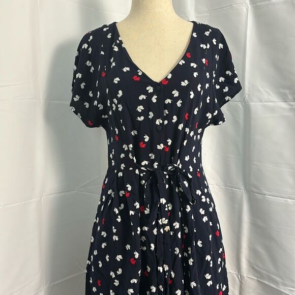 Mango Navy Blue Butterfly Maxi Dress Size 6 - Picture 5 of 12